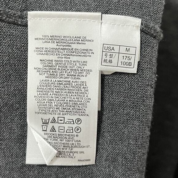 Brooks Brothers SaxXon Merino Wool Sweater Men's Size M Gray Academia Corpcore - Picture 6 of 6